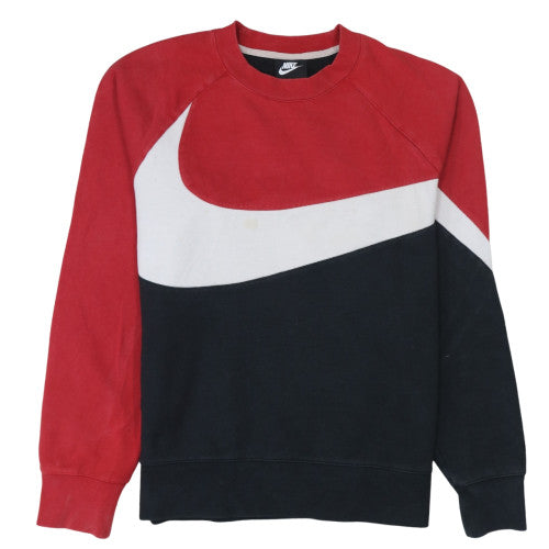 Nike Men's Red Black Colour Block Crew Neck Sweatshirt Size S