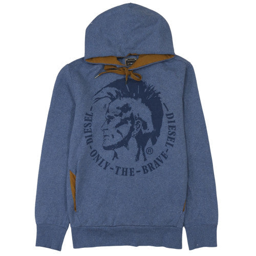 Diesel Mens Blue L Pullover Hoodie Graphic Print Cotton Blend