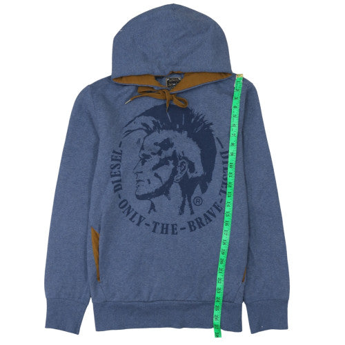 Diesel Mens Blue L Pullover Hoodie Graphic Print Cotton Blend