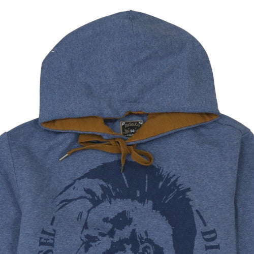 Diesel Mens Blue L Pullover Hoodie Graphic Print Cotton Blend
