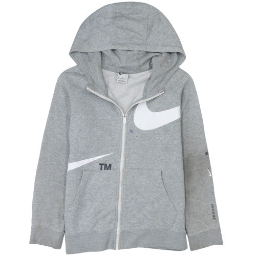 Nike Boys Grey Full Zip Hoodie Size L 147-158cm Fleece Sweatshirt