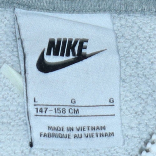 Nike Boys Grey Full Zip Hoodie Size L 147-158cm Fleece Sweatshirt
