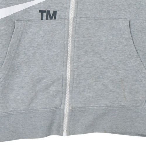 Nike Boys Grey Full Zip Hoodie Size L 147-158cm Fleece Sweatshirt
