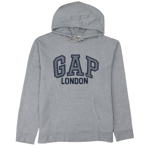GAP Men's Grey Pullover Hoodie London Logo Size L Cotton Sweatshirt