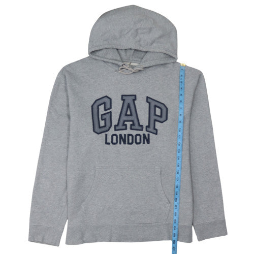 GAP Men's Grey Pullover Hoodie London Logo Size L Cotton Sweatshirt