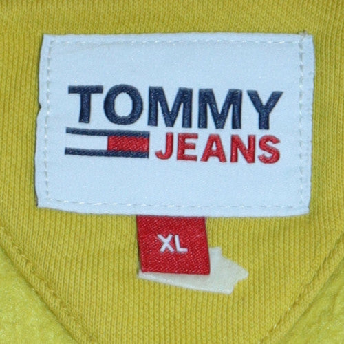 Tommy Jeans Men's Yellow XL Pullover Hoodie with Logo