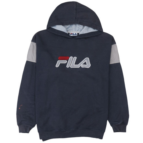 FILA Men's Blue Pullover Hoodie M Embroidered Logo Sportswear