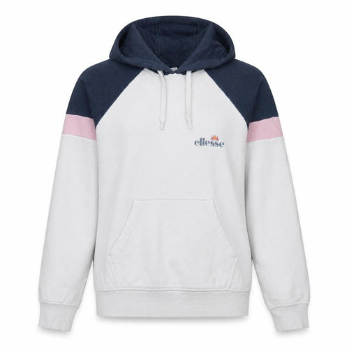 Ellesse Women White Colourblock Hoodie UK 10 Cotton Blend Pullover