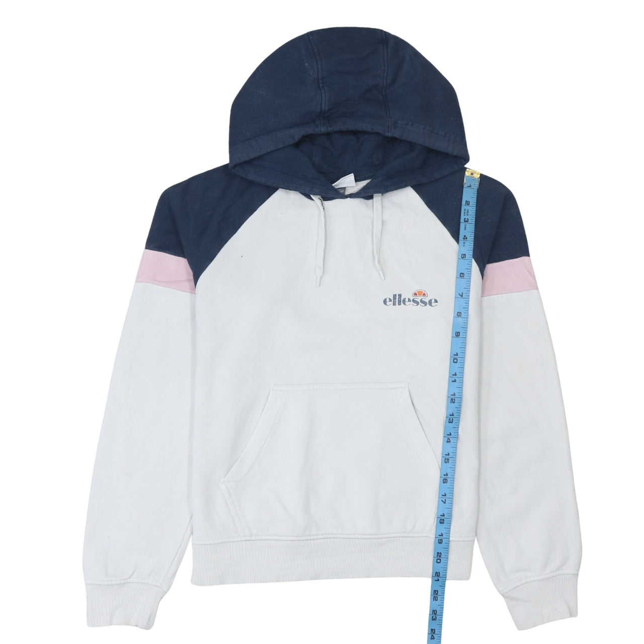 Ellesse Women White Colourblock Hoodie UK 10 Cotton Blend Pullover