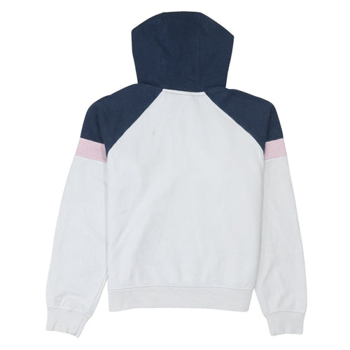 Ellesse Women White Colourblock Hoodie UK 10 Cotton Blend Pullover