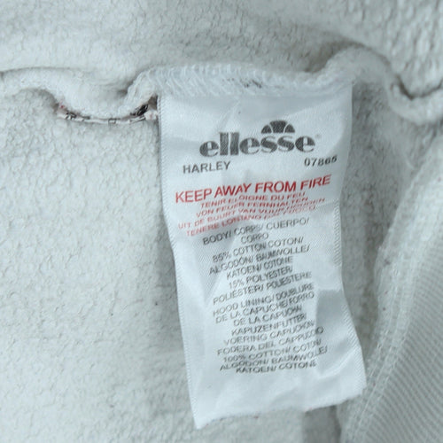 Ellesse Women White Colourblock Hoodie UK 10 Cotton Blend Pullover