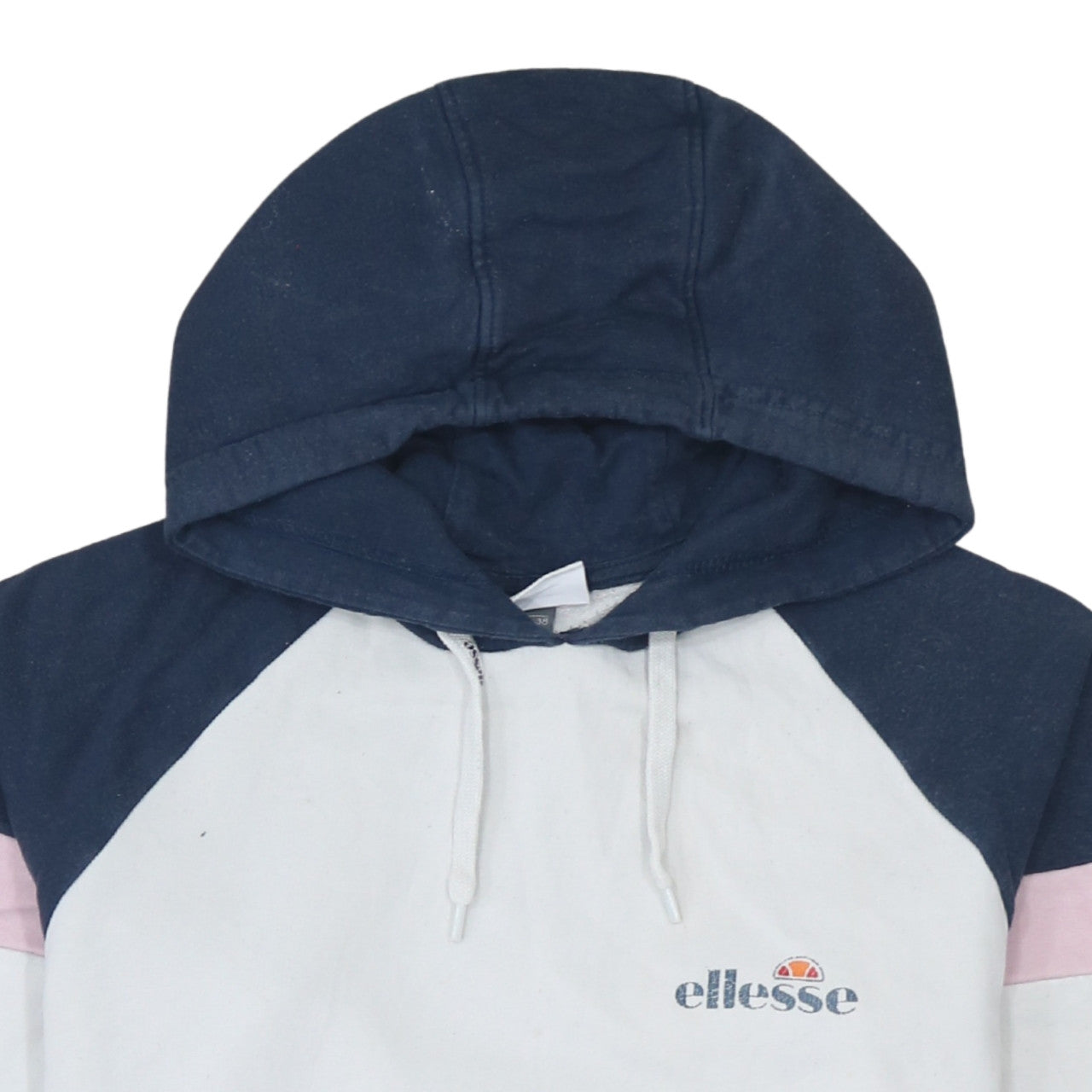 Ellesse Women White Colourblock Hoodie UK 10 Cotton Blend Pullover