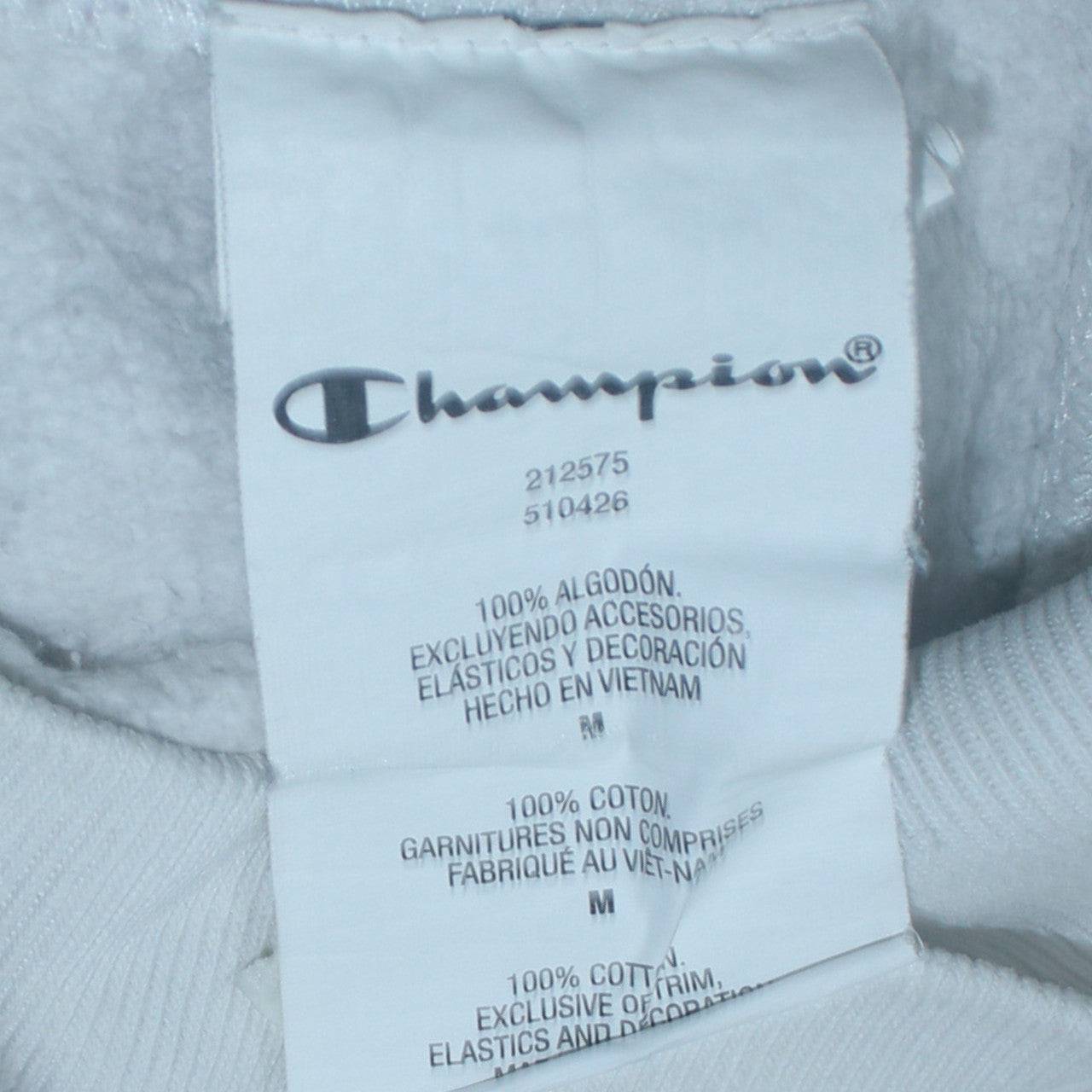 Champion Mens White Medium Pullover Hoodie Sweatshirt
