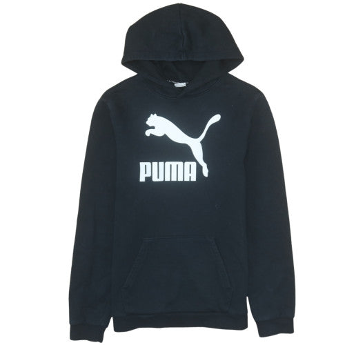 Puma Boys Black Hoodie 15-16 Years Pullover Fleece Logo Sweatshirt