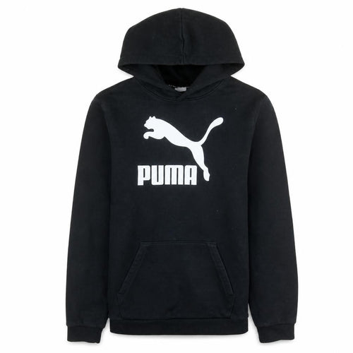 Puma Boys Black Hoodie 15-16 Years Pullover Fleece Logo Sweatshirt