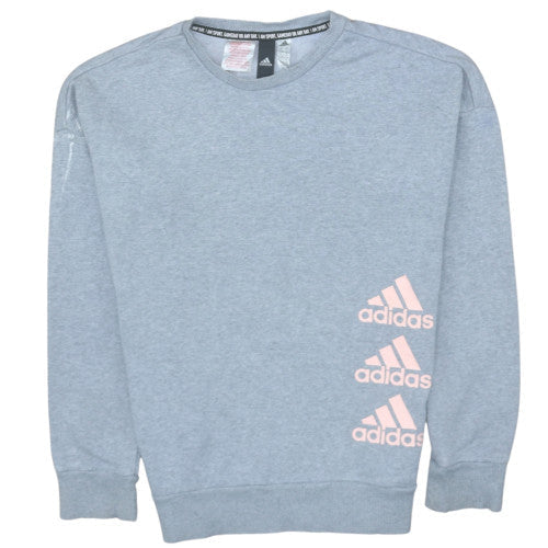Adidas Girls Grey Crew Neck Pullover Sweatshirt Size 13-14 Years
