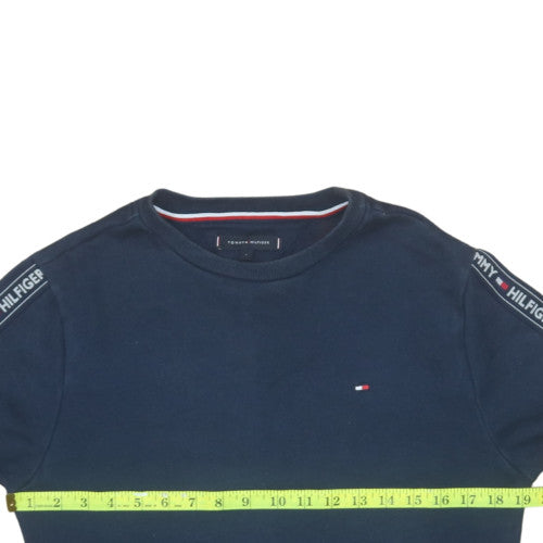 Tommy Hilfiger Men's Blue Logo Tape Crew Neck Sweatshirt Size S
