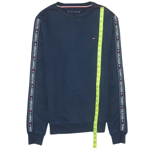 Tommy Hilfiger Men's Blue Logo Tape Crew Neck Sweatshirt Size S