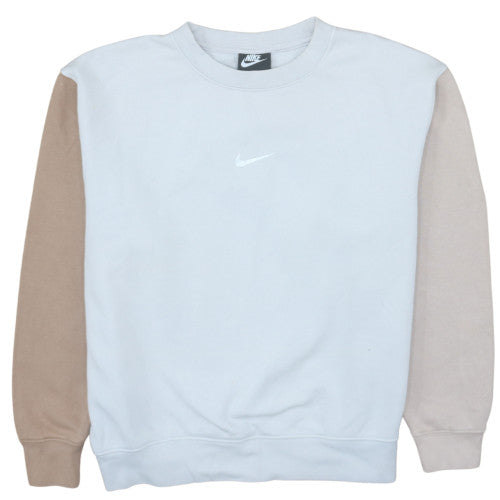 Nike Women Beige & Grey Colourblock Crew Neck Sweatshirt M
