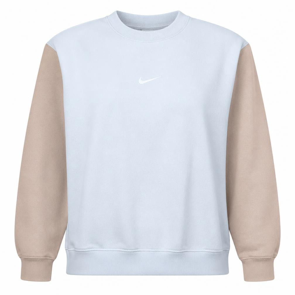 Front view of Nike Women Beige & Grey Colourblock Crew Neck Sweatshirt M