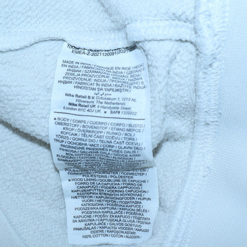 Nike Men's White Pullover Hoodie Small Fleece Logo Sweatshirt