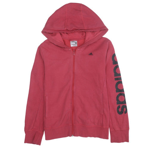 Adidas Womens Red Full Zip Hoodie Size 10 Climalite Sweatshirt