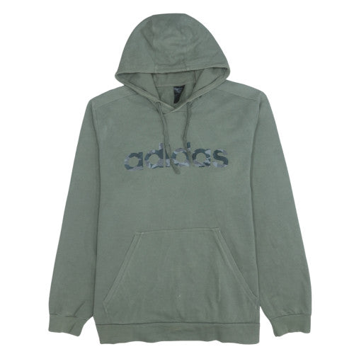 Adidas Men’s Green Pullover Hoodie L Regular Fit Sports Fleece