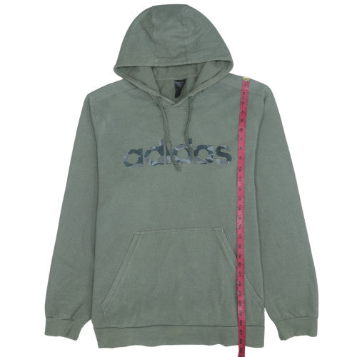 Adidas Men’s Green Pullover Hoodie L Regular Fit Sports Fleece