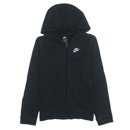 Nike Boys Black Full Zip Hoodie XL 158-170cm Fleece Lined Sweatshirt