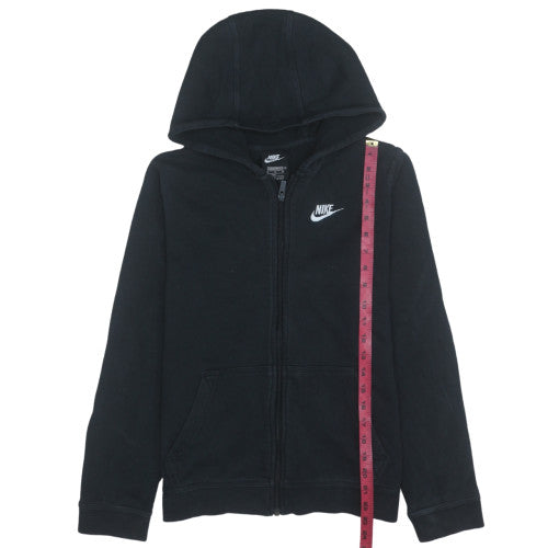 Nike Boys Black Full Zip Hoodie XL 158-170cm Fleece Lined Sweatshirt