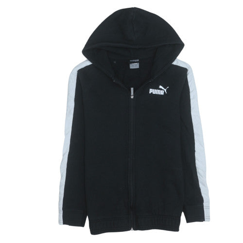 Puma Teens Black Full Zip Hoodie Sweatshirt Size 6 Logo Sportswear