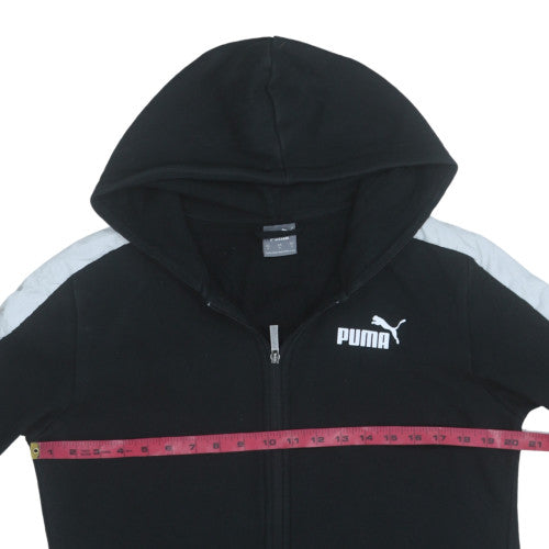 Puma Teens Black Full Zip Hoodie Sweatshirt Size 6 Logo Sportswear