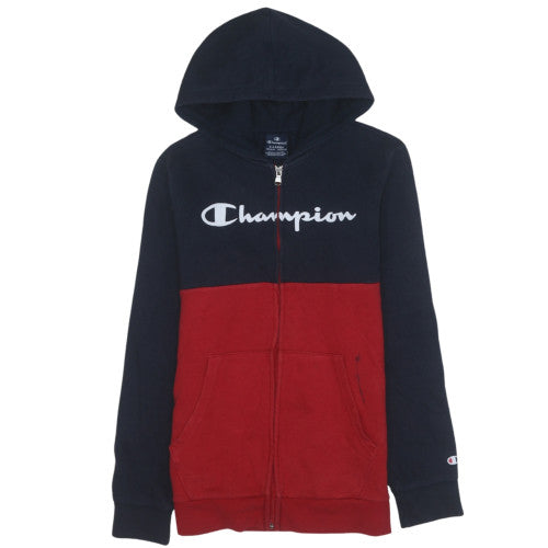 Champion Boys Navy Red Full Zip Hoodie Size 13-14 Years Cotton Blend