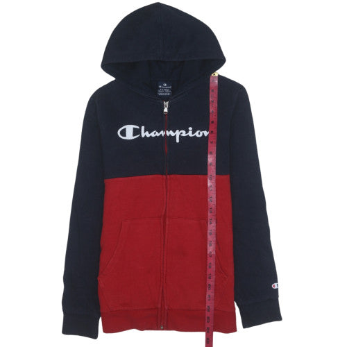 Champion Boys Navy Red Full Zip Hoodie Size 13-14 Years Cotton Blend
