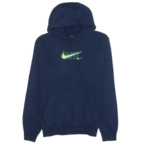 Nike Mens Navy Blue Pullover Hoodie Medium Cotton Graphic Print