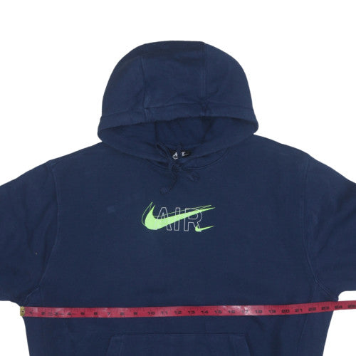 Nike Mens Navy Blue Pullover Hoodie Medium Cotton Graphic Print