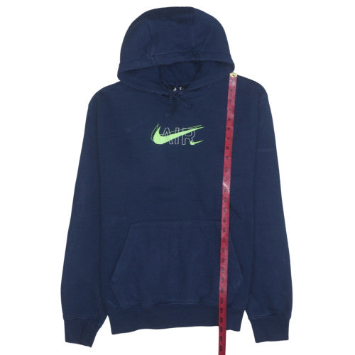 Nike Mens Navy Blue Pullover Hoodie Medium Cotton Graphic Print