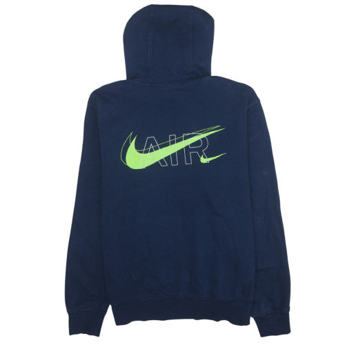 Nike Mens Navy Blue Pullover Hoodie Medium Cotton Graphic Print