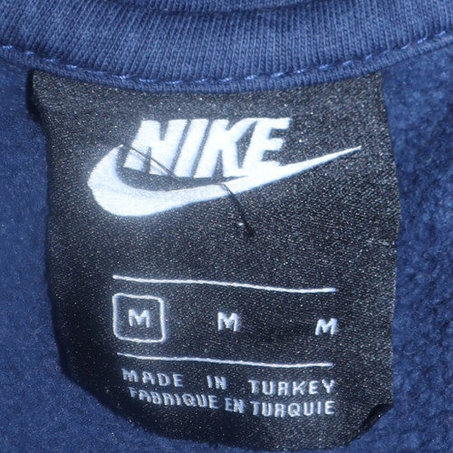 Nike Mens Navy Blue Pullover Hoodie Medium Cotton Graphic Print