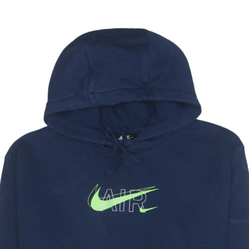 Nike Mens Navy Blue Pullover Hoodie Medium Cotton Graphic Print