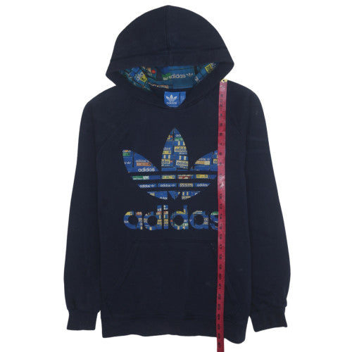 Adidas Men's Blue Pullover Hoodie Size M Retro Logo Fleece Sweatshirt