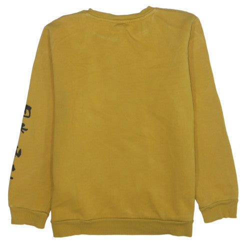 Disney Women Yellow Mickey Dragon Sweatshirt L Pullover Cotton Blend