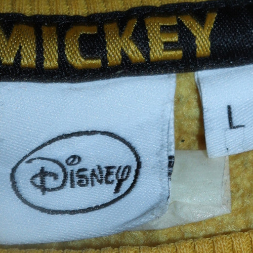 Disney Women Yellow Mickey Dragon Sweatshirt L Pullover Cotton Blend