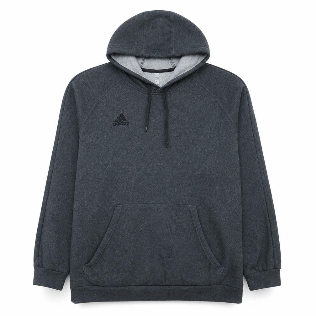Front view of Adidas Men's Grey 2XL Pullover Hoodie Fleece Sweatshirt