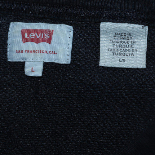 Levi's Men's Black Logo Crew Neck Pullover Sweatshirt L