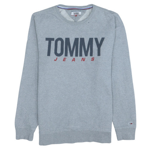 Tommy Jeans Men's Grey Crew Neck Logo Sweatshirt Size L