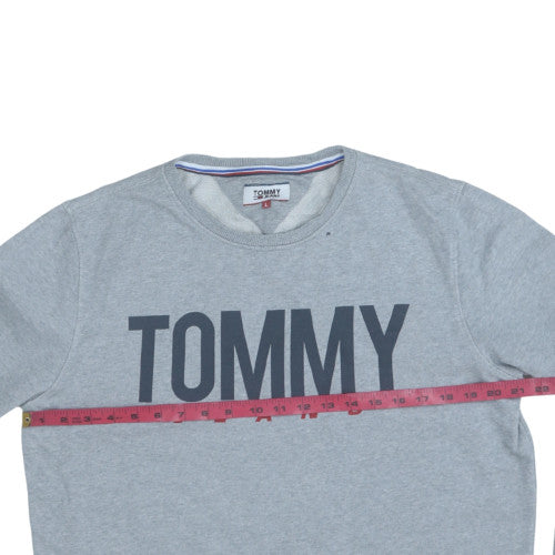 Tommy Jeans Men's Grey Crew Neck Logo Sweatshirt Size L
