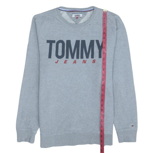 Tommy Jeans Men's Grey Crew Neck Logo Sweatshirt Size L