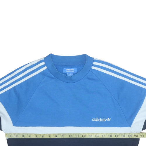 Adidas Men Blue Crew Neck Pullover Sweatshirt Medium Sports Style
