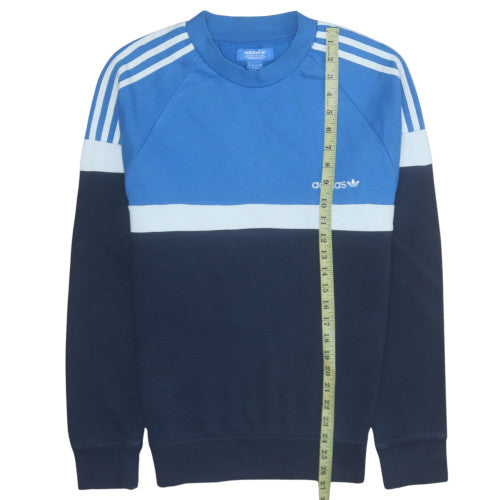 Adidas Men Blue Crew Neck Pullover Sweatshirt Medium Sports Style